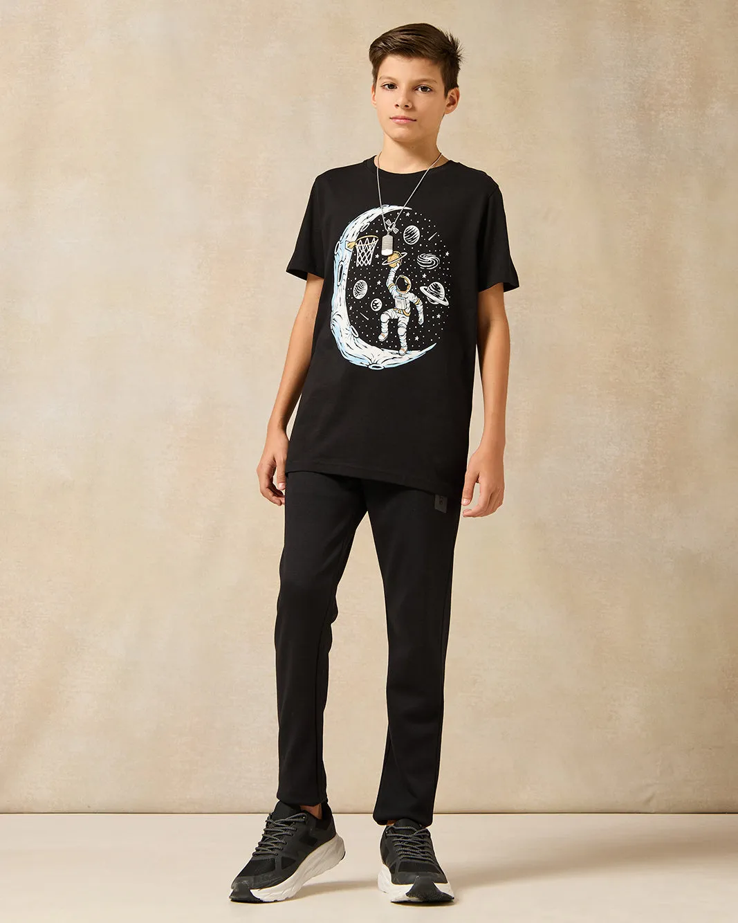 Senior Boys Black Astronaut Basketball Print T-Shirt sold by Redtag product image thumbnail 2