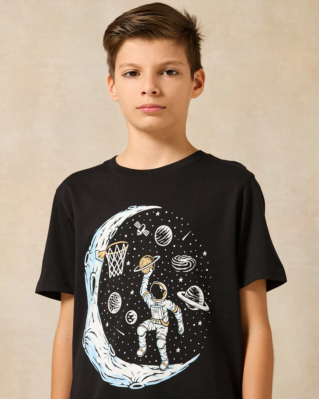 Senior Boys Black Astronaut Basketball Print T-Shirt sold by Redtag product image thumbnail 4