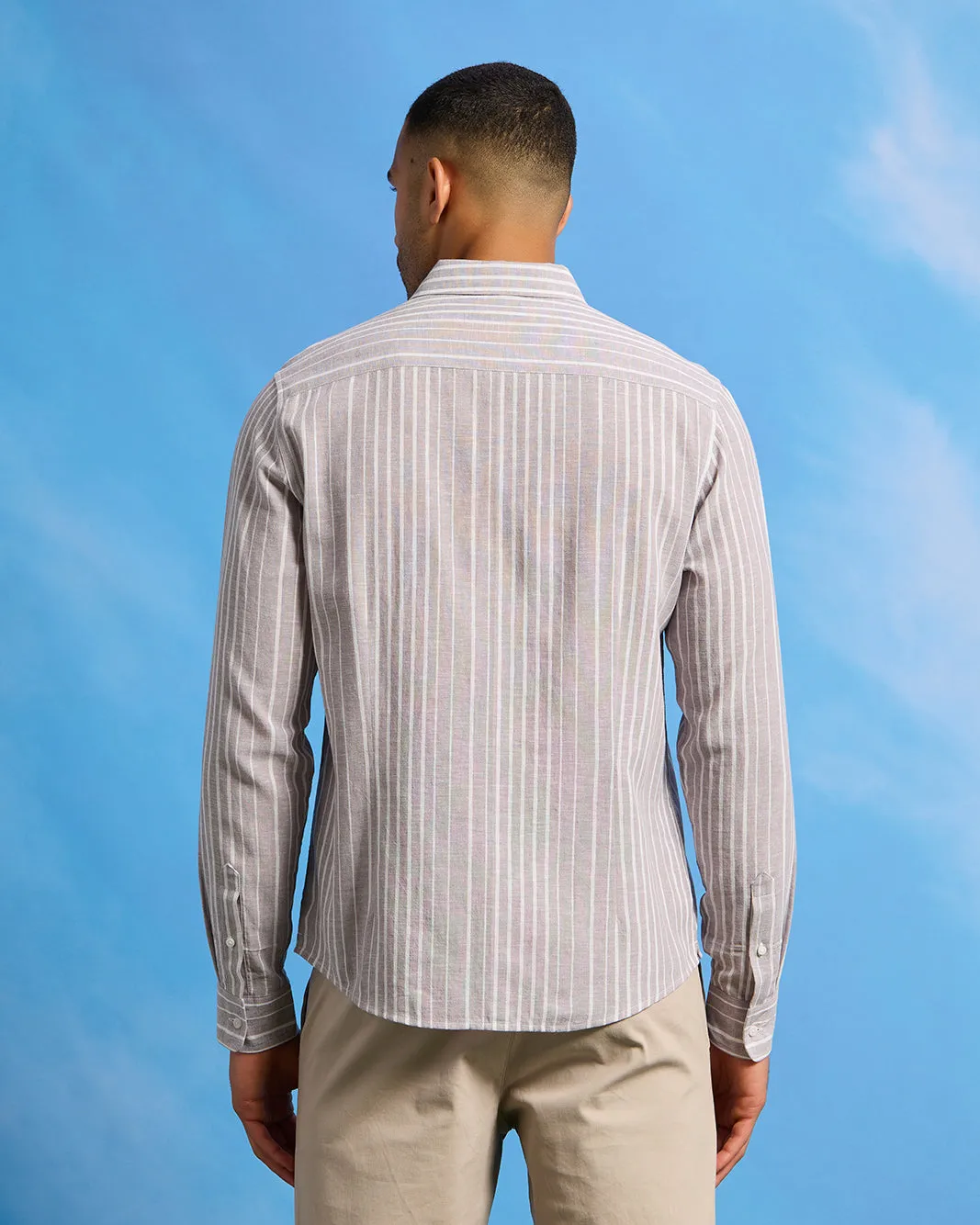Men Grey Striped Shirt sold by Redtag product image thumbnail 3