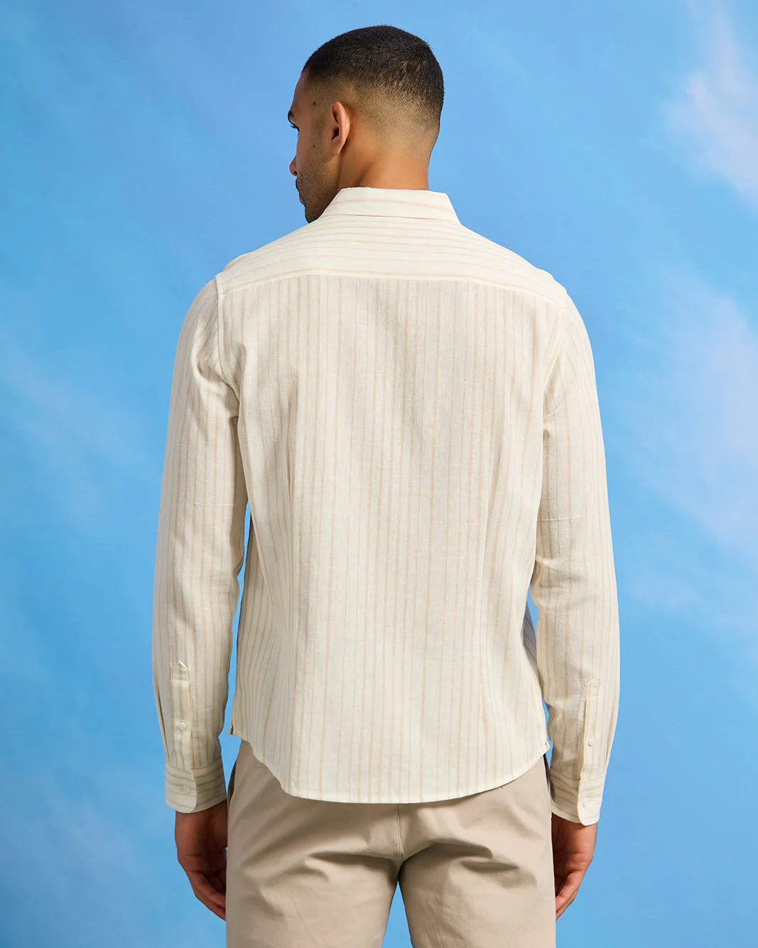 Men Beige Striped Shirt sold by Redtag product image thumbnail 3