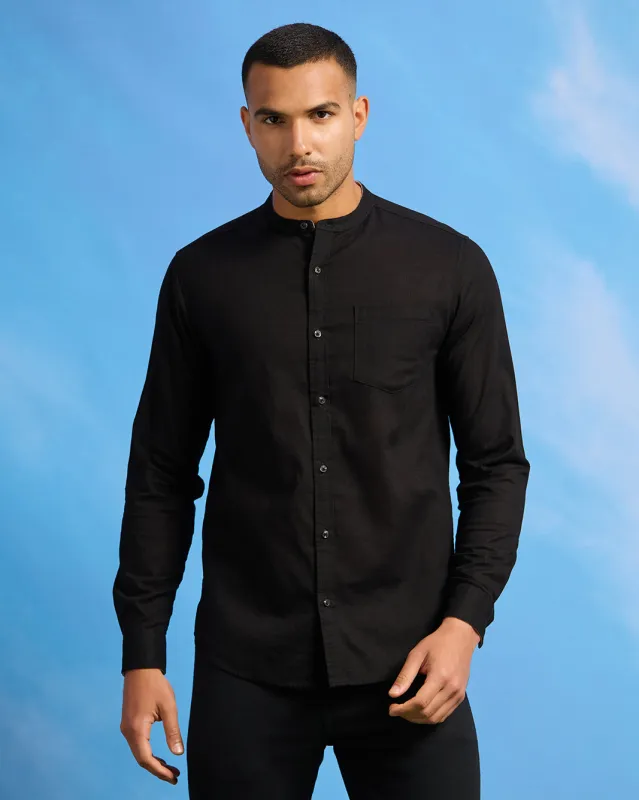 Men Black Linen Shirt sold by Redtag