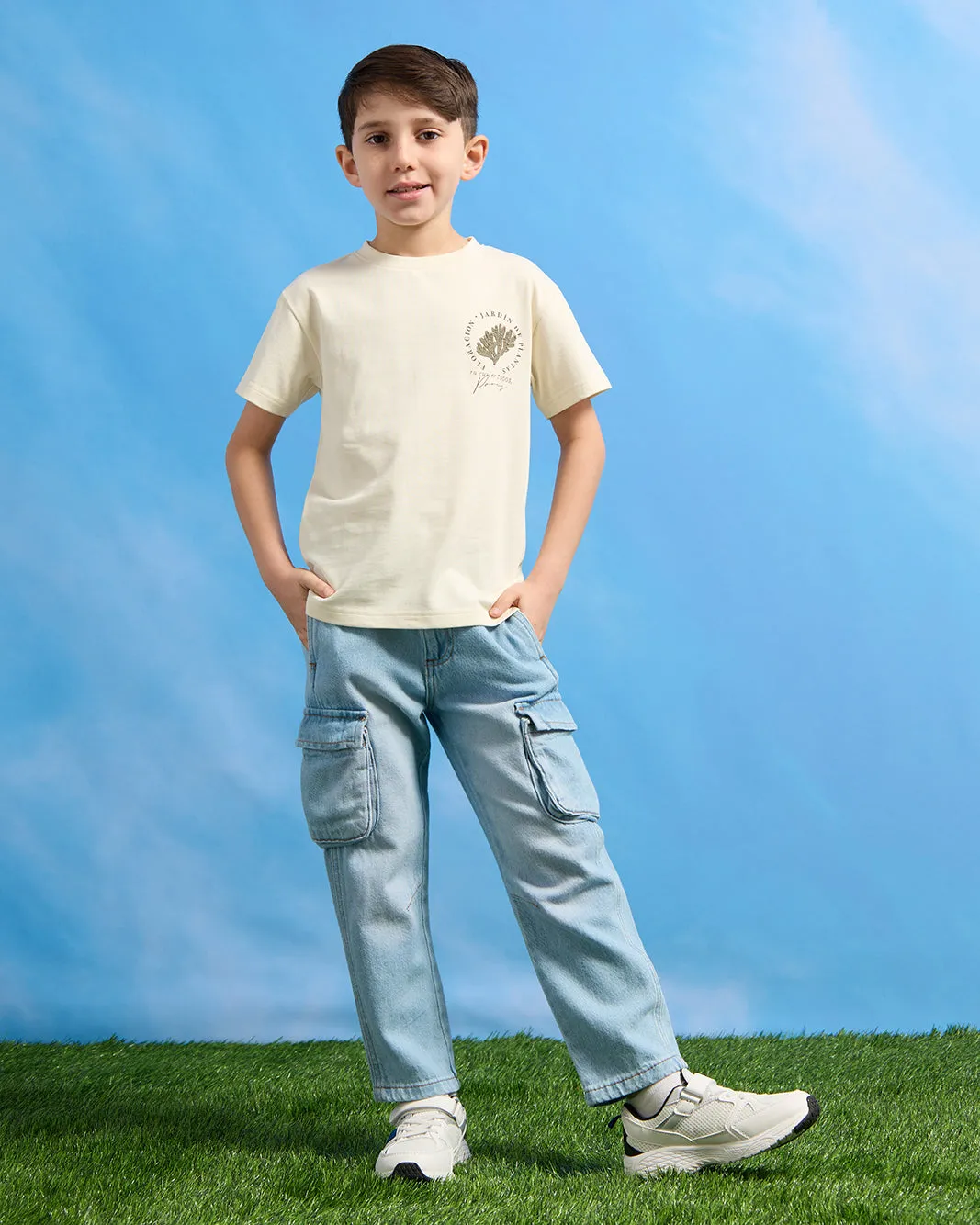 Boys Beige Printed T-Shirt sold by Redtag product image thumbnail 2