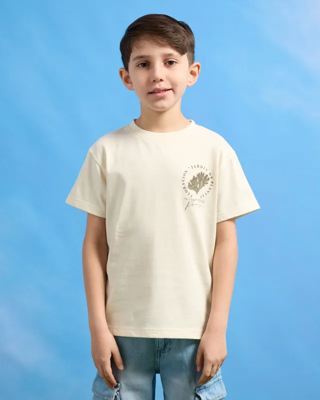 Boys Beige Printed T-Shirt sold by Redtag