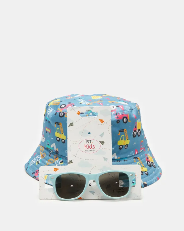 Boys Wayfarer Sunglasses With Hat Set sold by Redtag