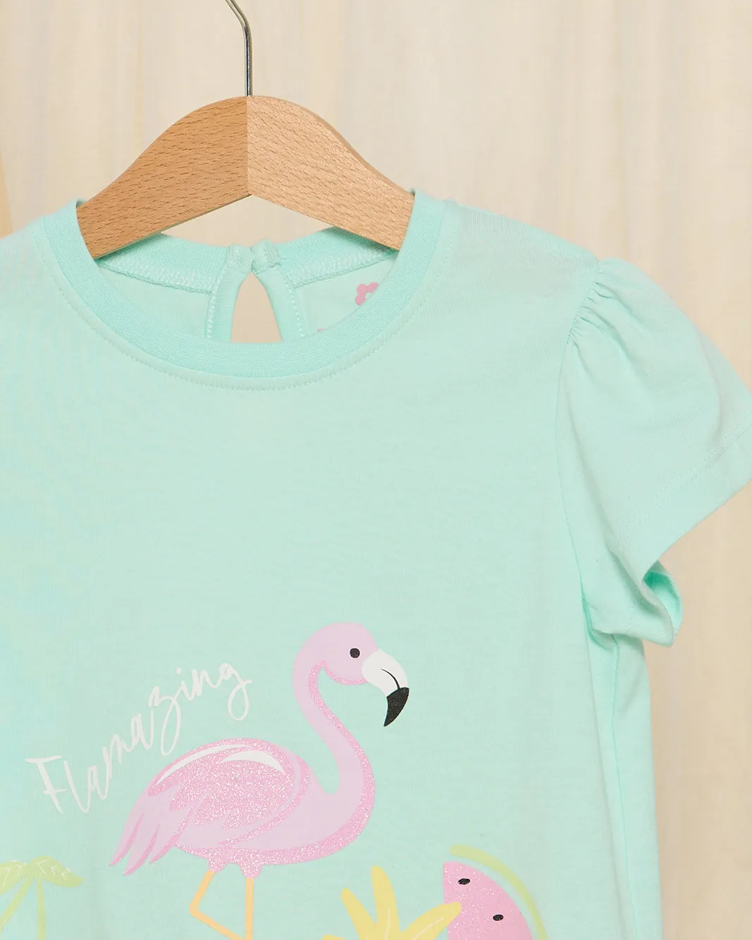 Infant Girls Blue Flamingo Print T-Shirt sold by Redtag product image thumbnail 2