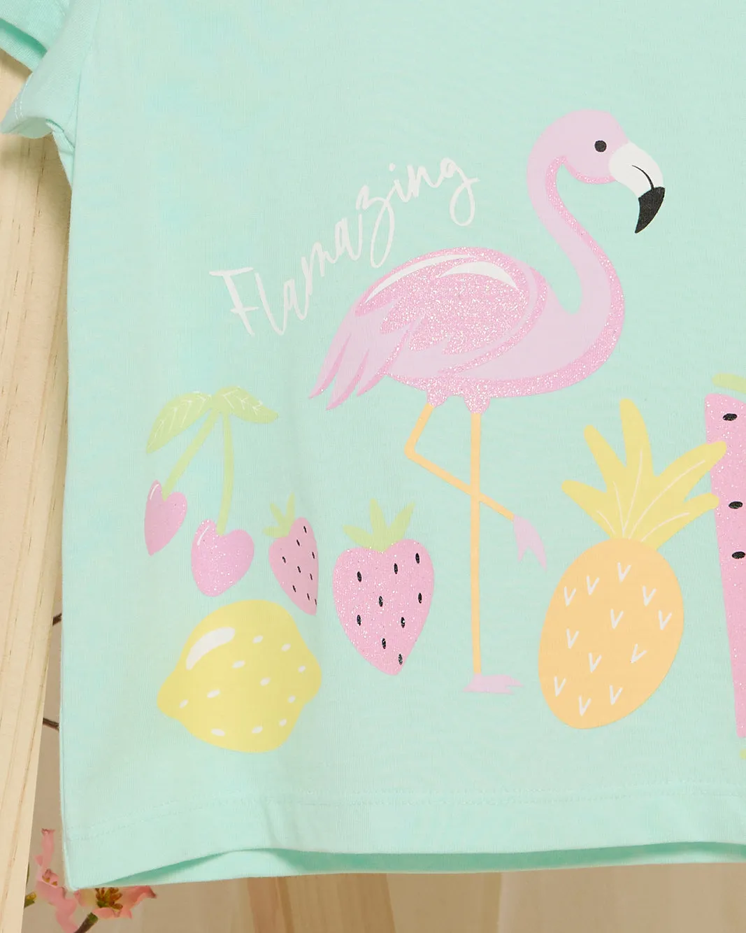 Infant Girls Blue Flamingo Print T-Shirt sold by Redtag product image thumbnail 3