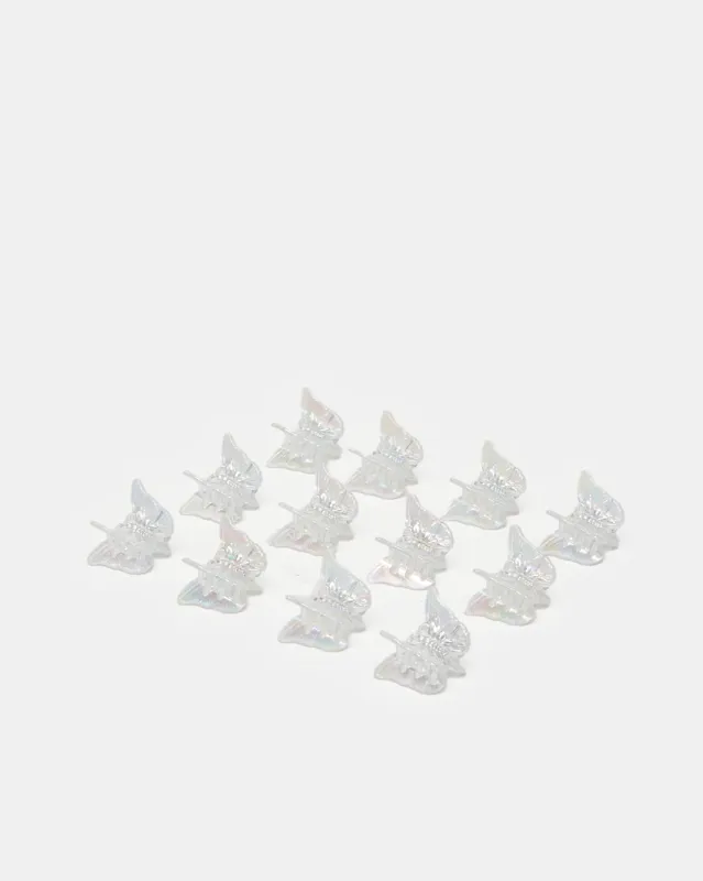 Girls White Embellished Hair Claw Set (Pack of 12) sold by Redtag