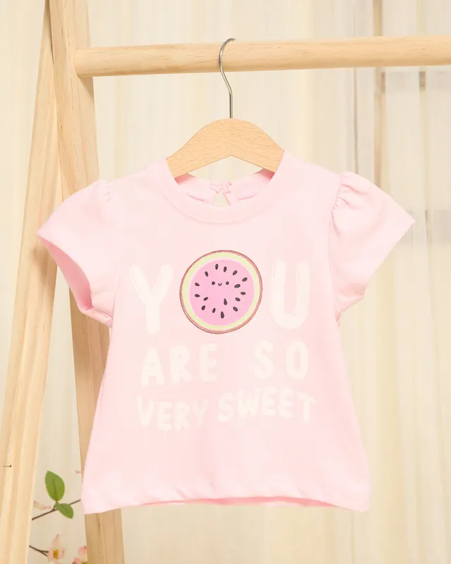 Girls Pink Watermelon Printed T-Shirt sold by Redtag