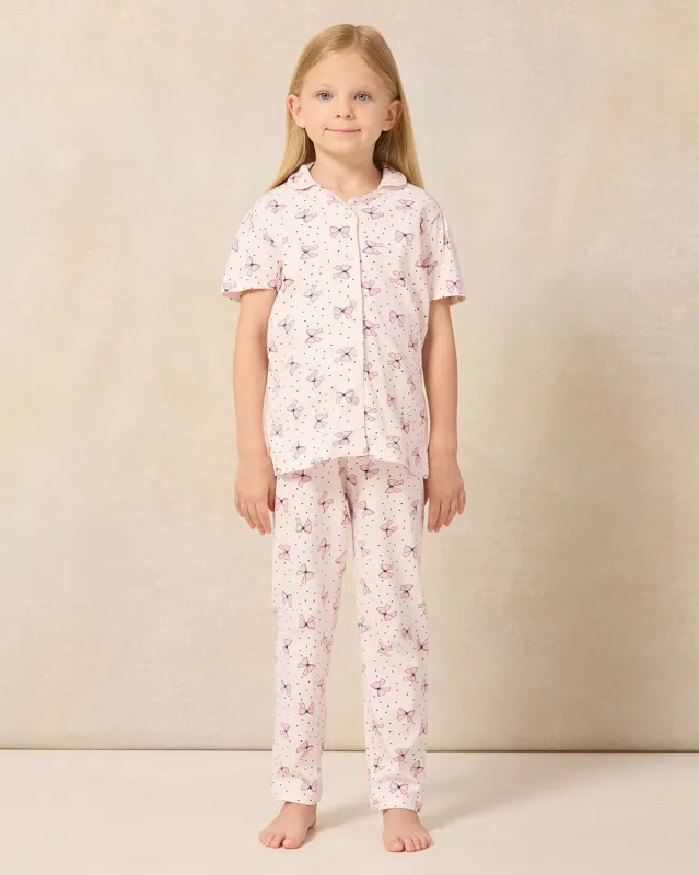 Girls Pink Bow Printed Pyjama Set (2 Piece) sold by Redtag