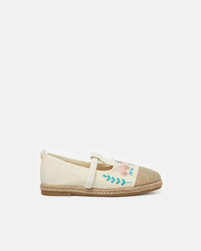 Girls Cream Embroidery Espadrilles sold by Redtag