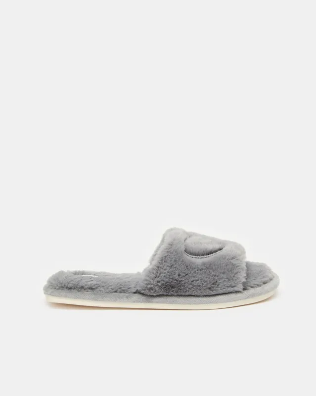 Women Grey Heart Embroidered Slipper sold by Redtag