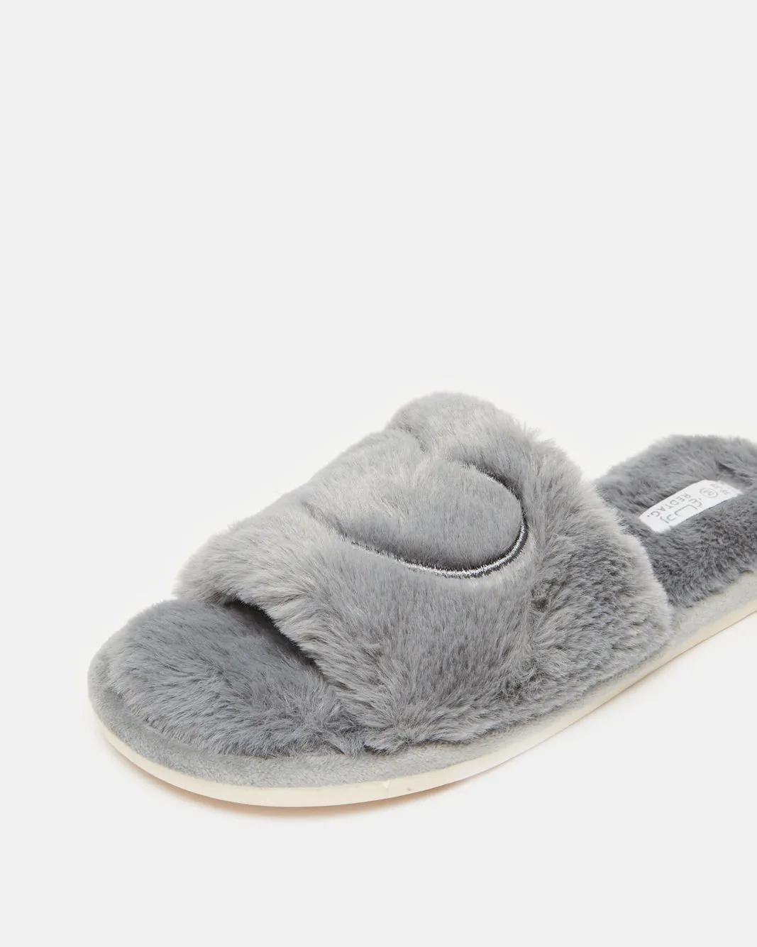 Women Grey Heart Embroidered Slipper sold by Redtag product image thumbnail 3