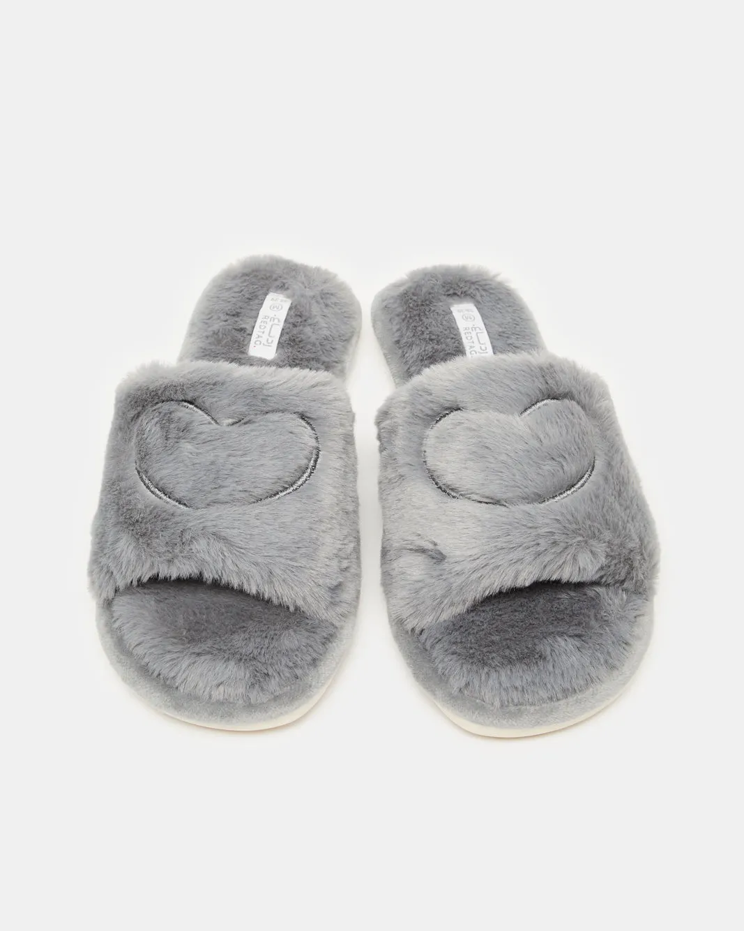 Women Grey Heart Embroidered Slipper sold by Redtag product image thumbnail 2