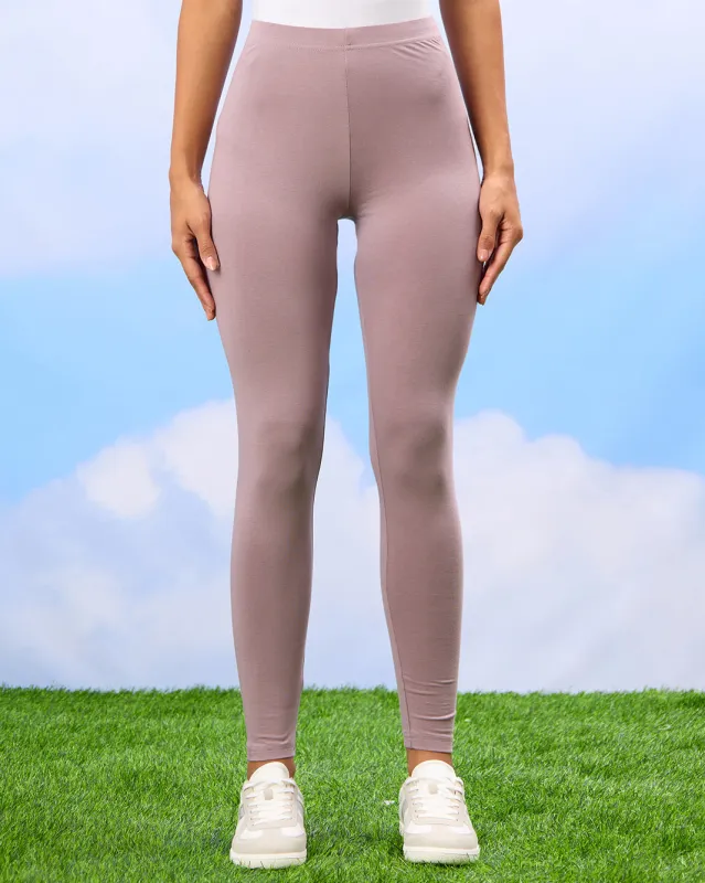 Women Mauve Solid Leggings Set (Pack of 2) sold by Redtag
