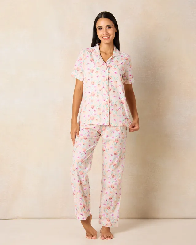 Women Pink Print Printed Pyjama Set (2 Piece) sold by Redtag