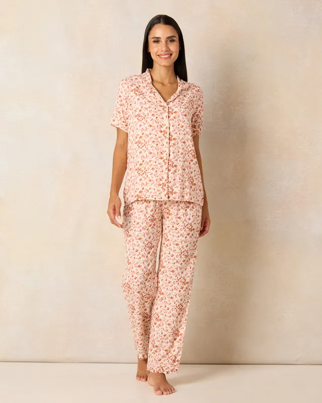 Women Beige Collared Pyjama Set (2 Piece) sold by Redtag