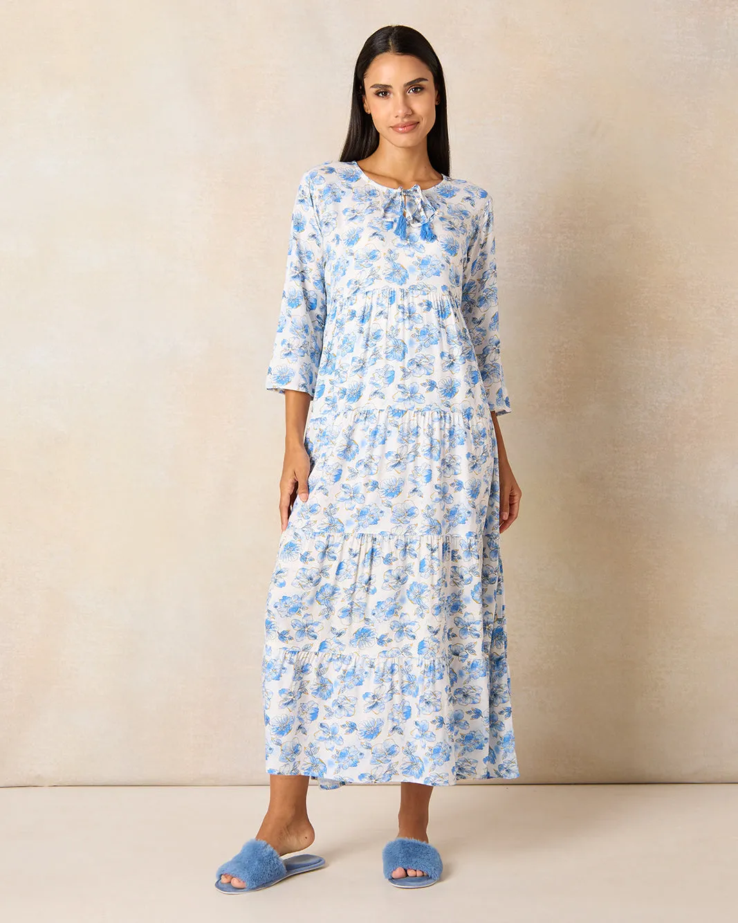 Women Blue And White Printed Nightgown sold by Redtag product image thumbnail 4