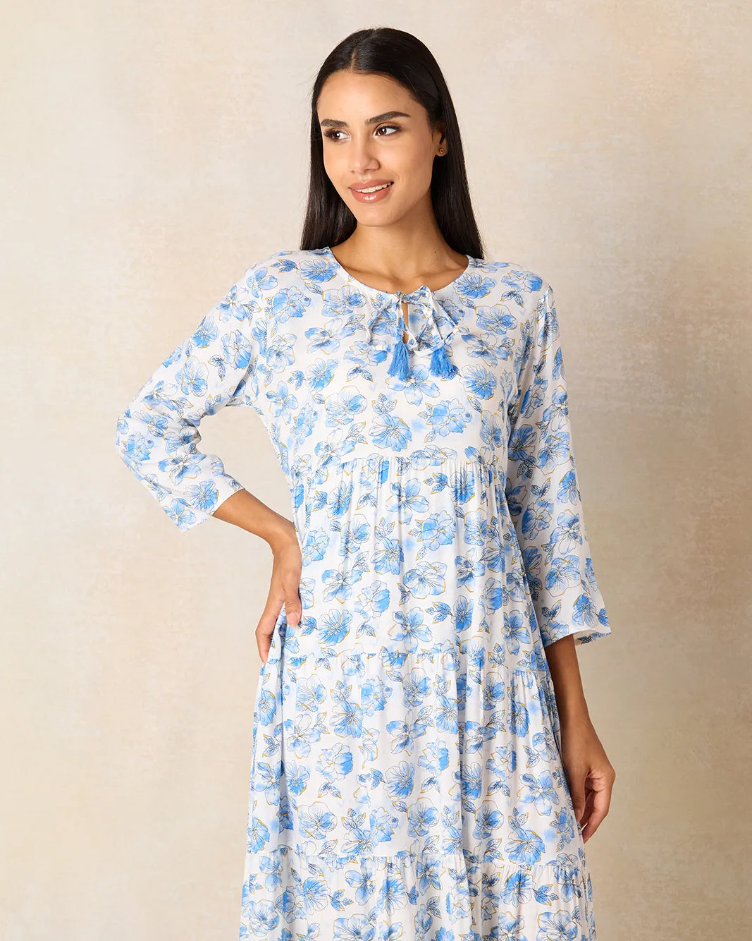 Women Blue And White Printed Nightgown sold by Redtag product image thumbnail 2
