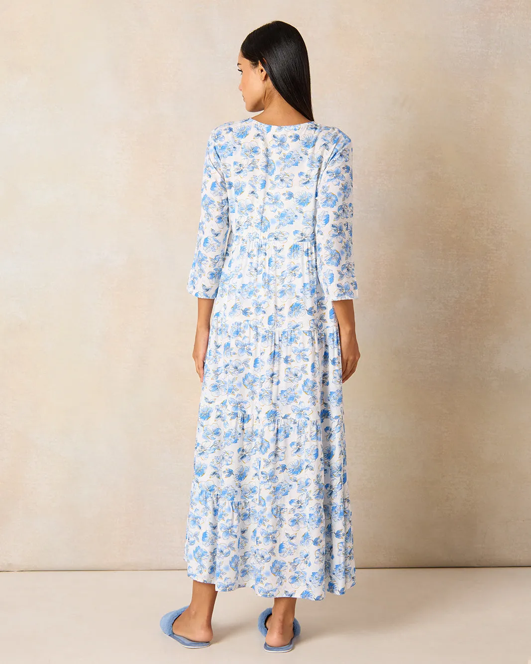 Women Blue And White Printed Nightgown sold by Redtag product image thumbnail 3
