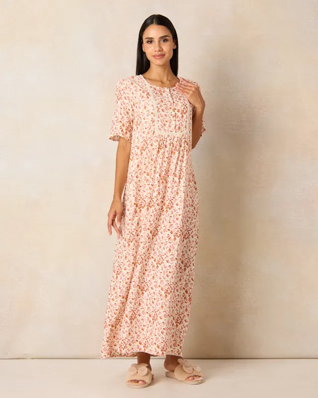 Women Pink Printed  Nightgown sold by Redtag