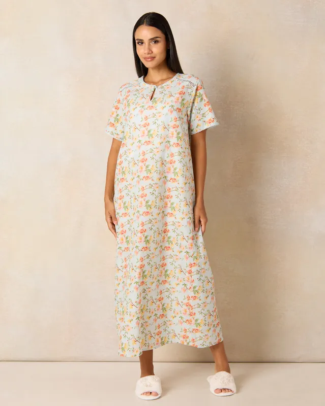 Women Ivory Printed Nightgown sold by Redtag