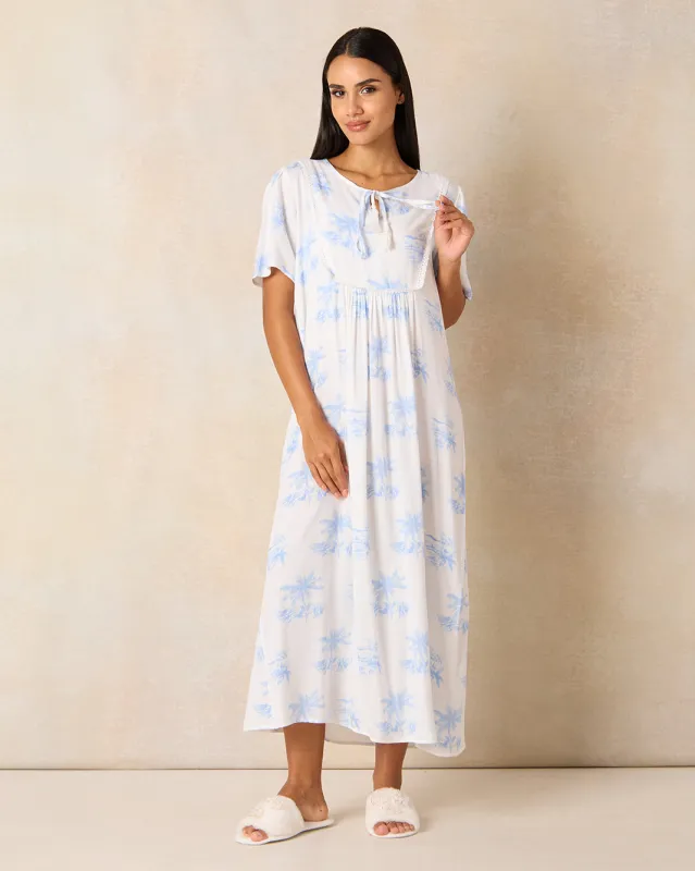 Women White Printed Nightgown sold by Redtag