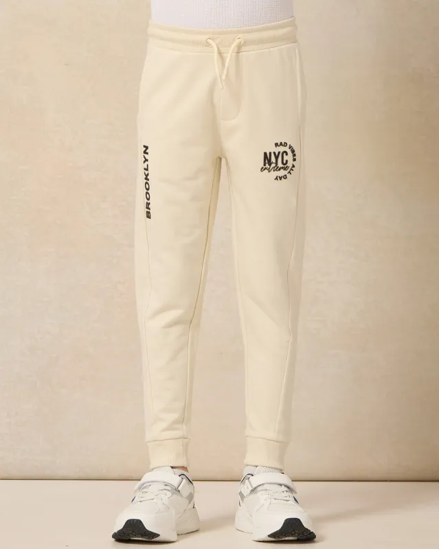 Boys Beige Printed Jog Pants sold by Redtag