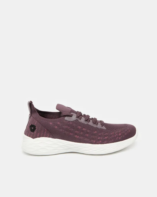 Women Burgundy Lace-Up Trainer sold by Redtag