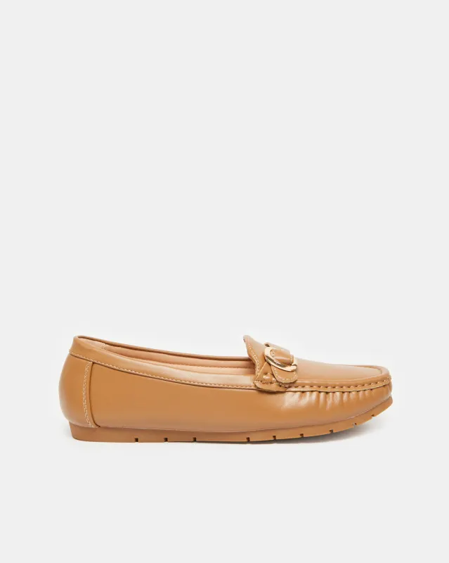 Women Beige Moccasin With Buckle Trim sold by Redtag