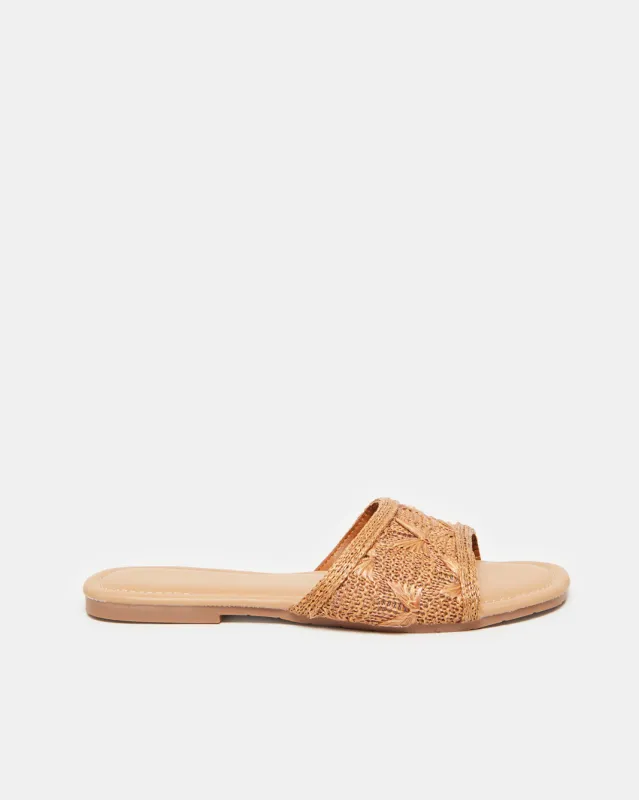 Women Taupe Weaved Upper Mule sold by Redtag