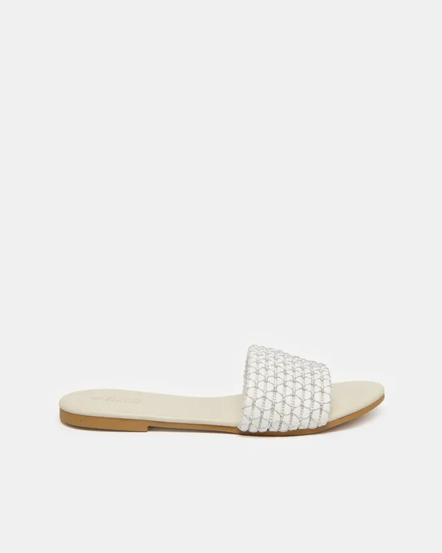 Women White Textured Mule sold by Redtag