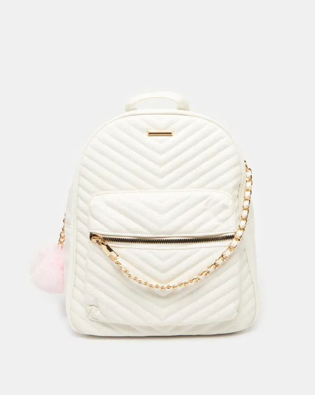 Girls White Textured Backpack sold by Redtag