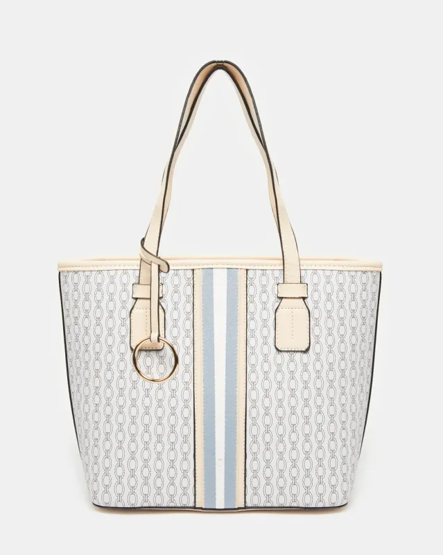 Women Blue And Beige Embellished Tote Bag sold by Redtag