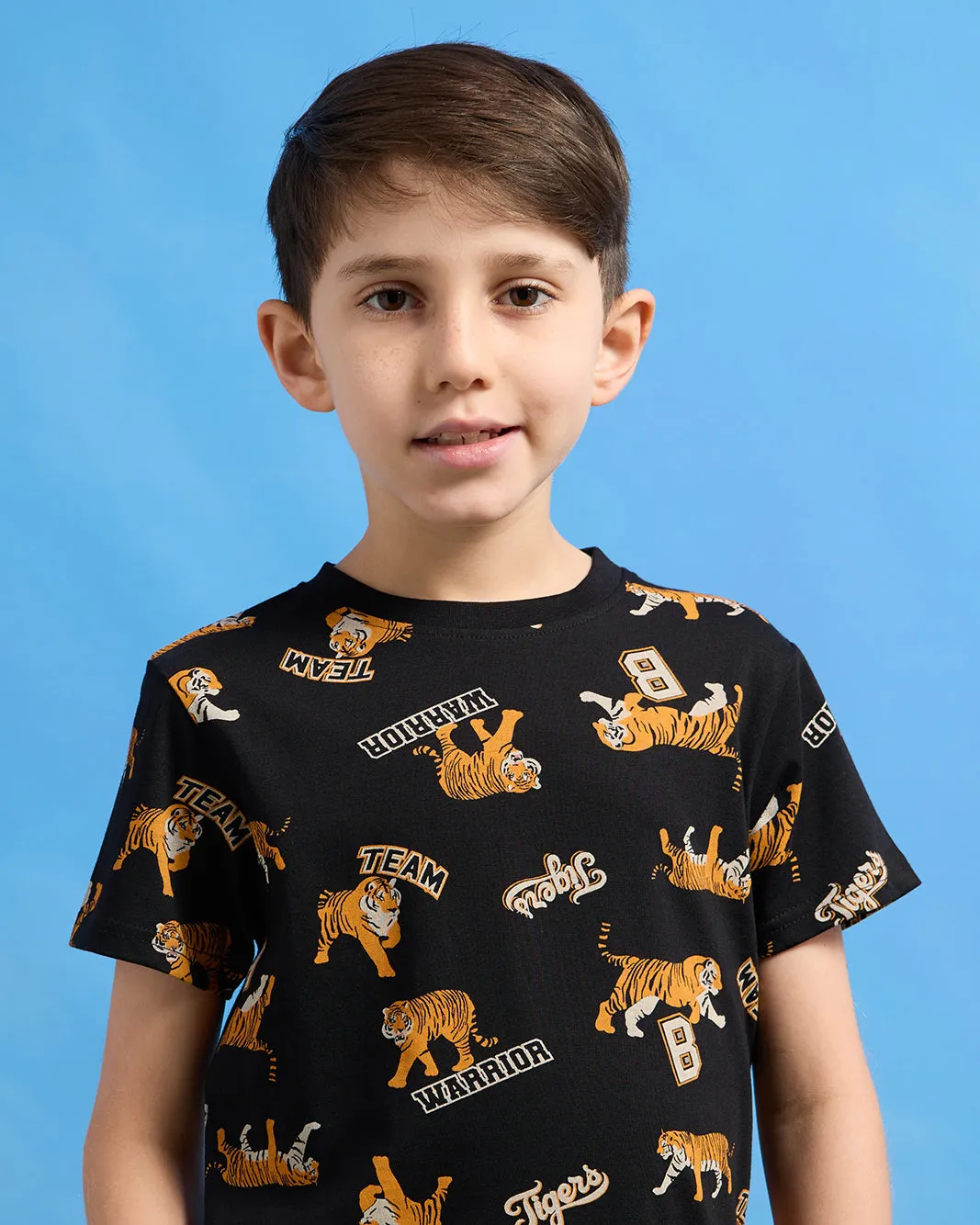 Boys Black Tiger Print Graphic T-Shirt sold by Redtag product image thumbnail 4