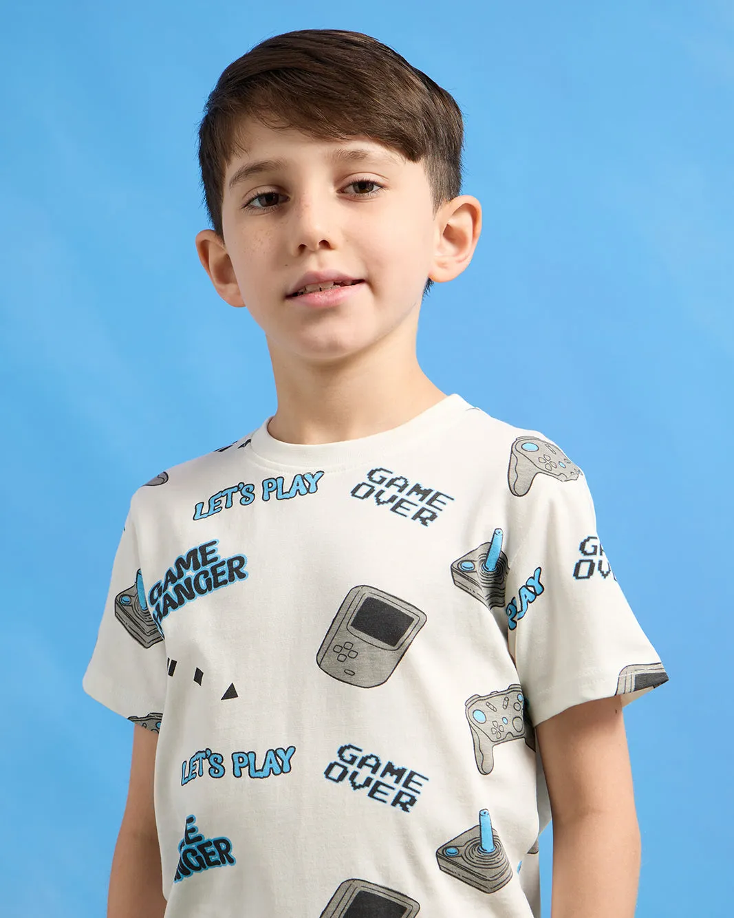 Boys White Game Print T-Shirt sold by Redtag product image thumbnail 4