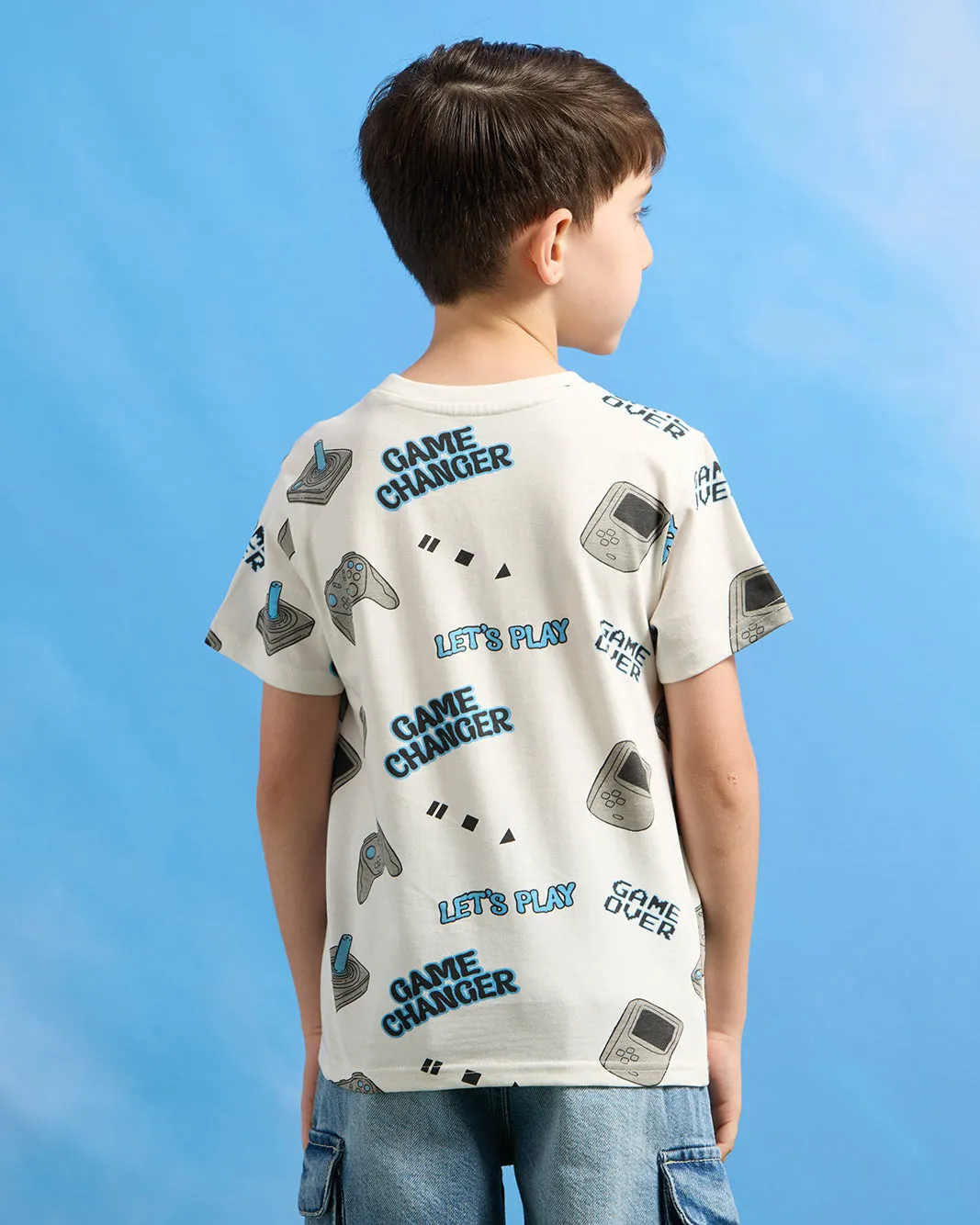 Boys White Game Print T-Shirt sold by Redtag product image thumbnail 3