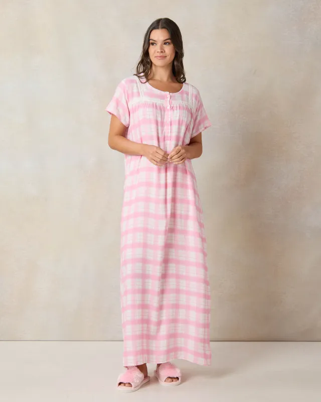 Women Pink Printed Nightgown sold by Redtag