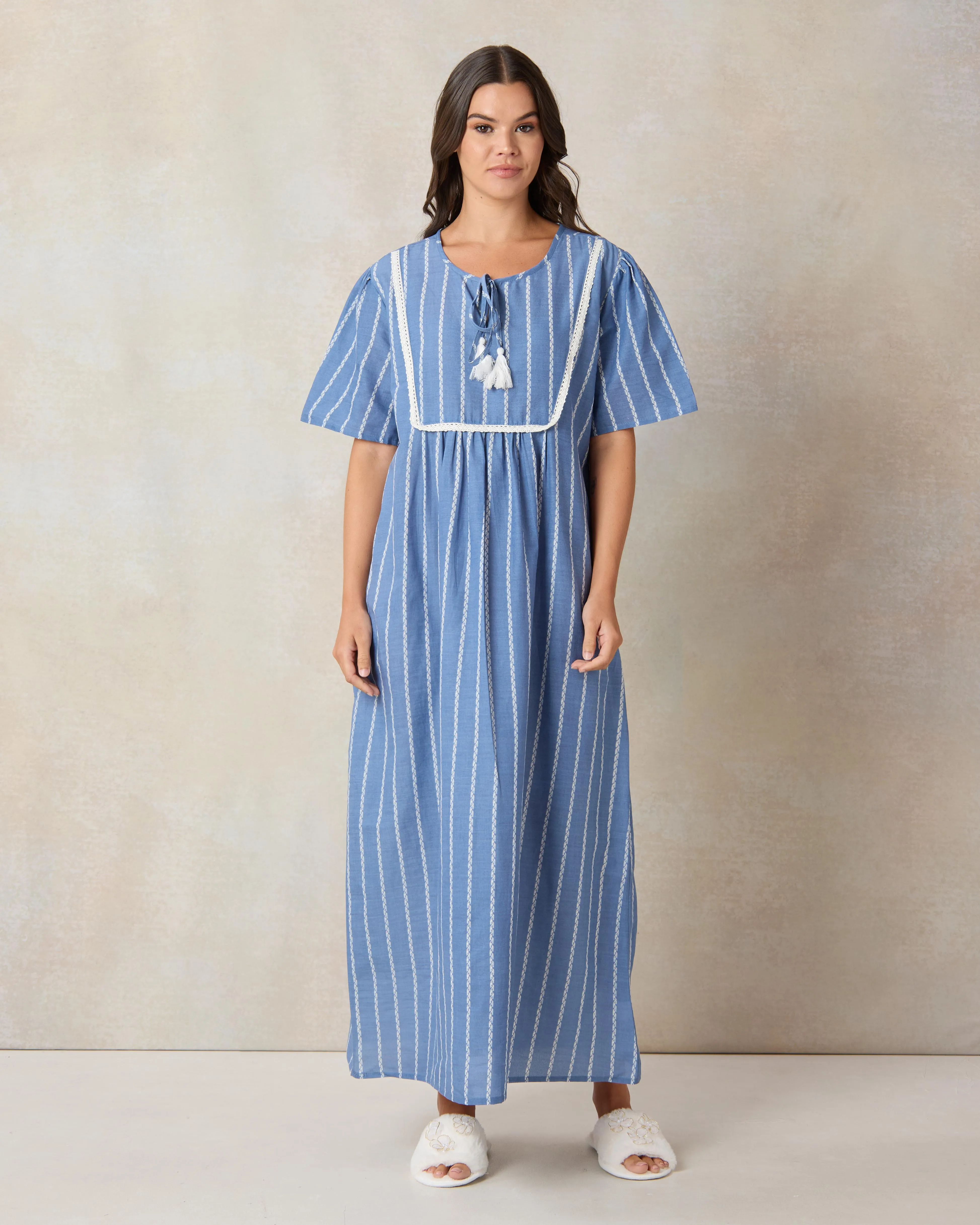 Women Blue Printed Nightgown sold by Redtag product image thumbnail 4