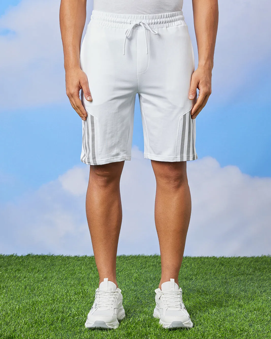Men White Solid Active Shorts sold by Redtag