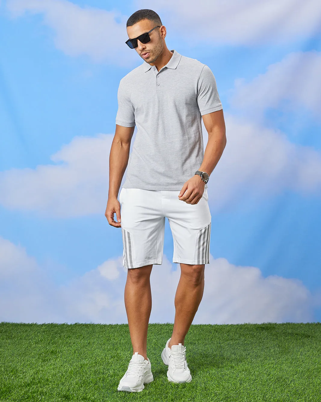 Men White Solid Active Shorts sold by Redtag product image thumbnail 2