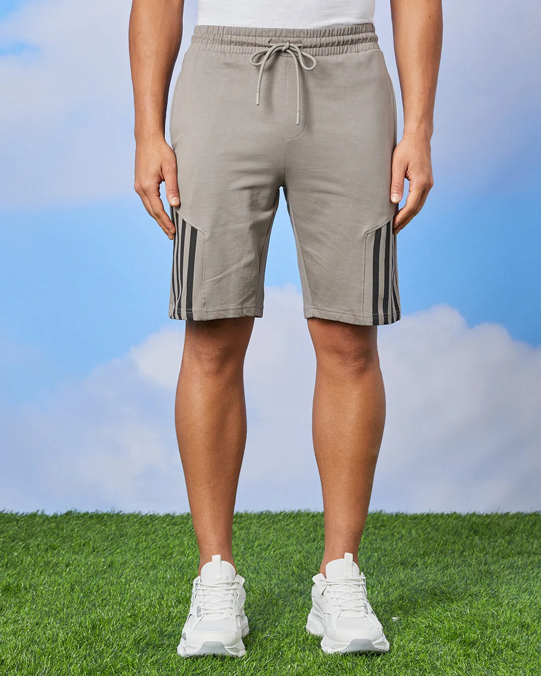 Men Grey Solid Active Shorts sold by Redtag