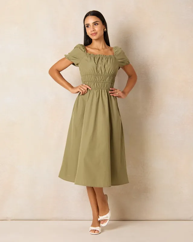 Women Gathered Detailed Puff Sleeve Dress sold by Redtag