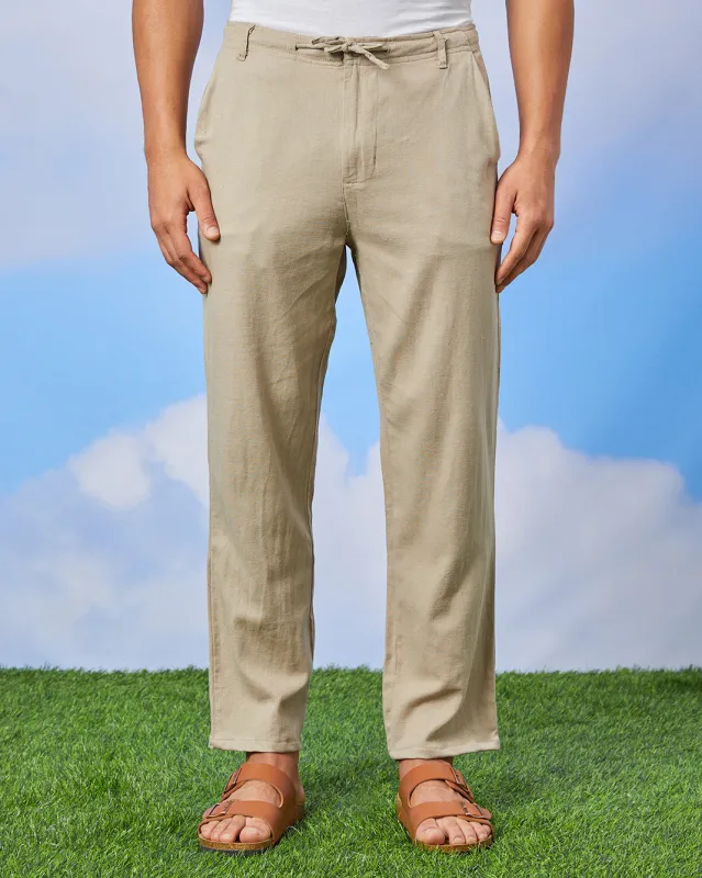 Men Beige Relax Fit Trouser sold by Redtag