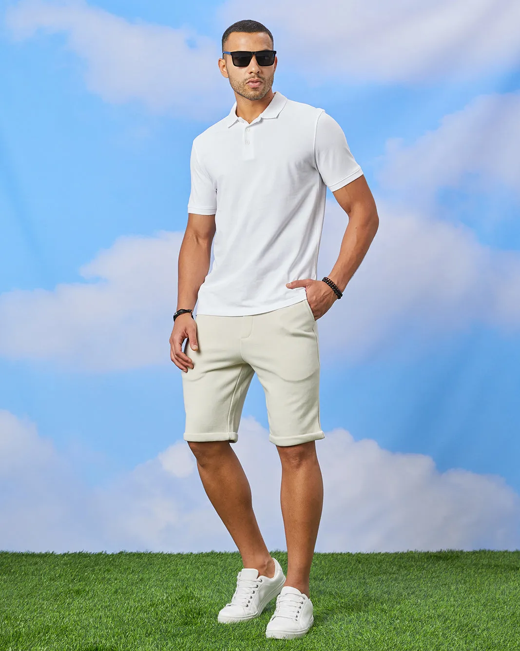 Men Beige Smart Shorts sold by Redtag product image thumbnail 2