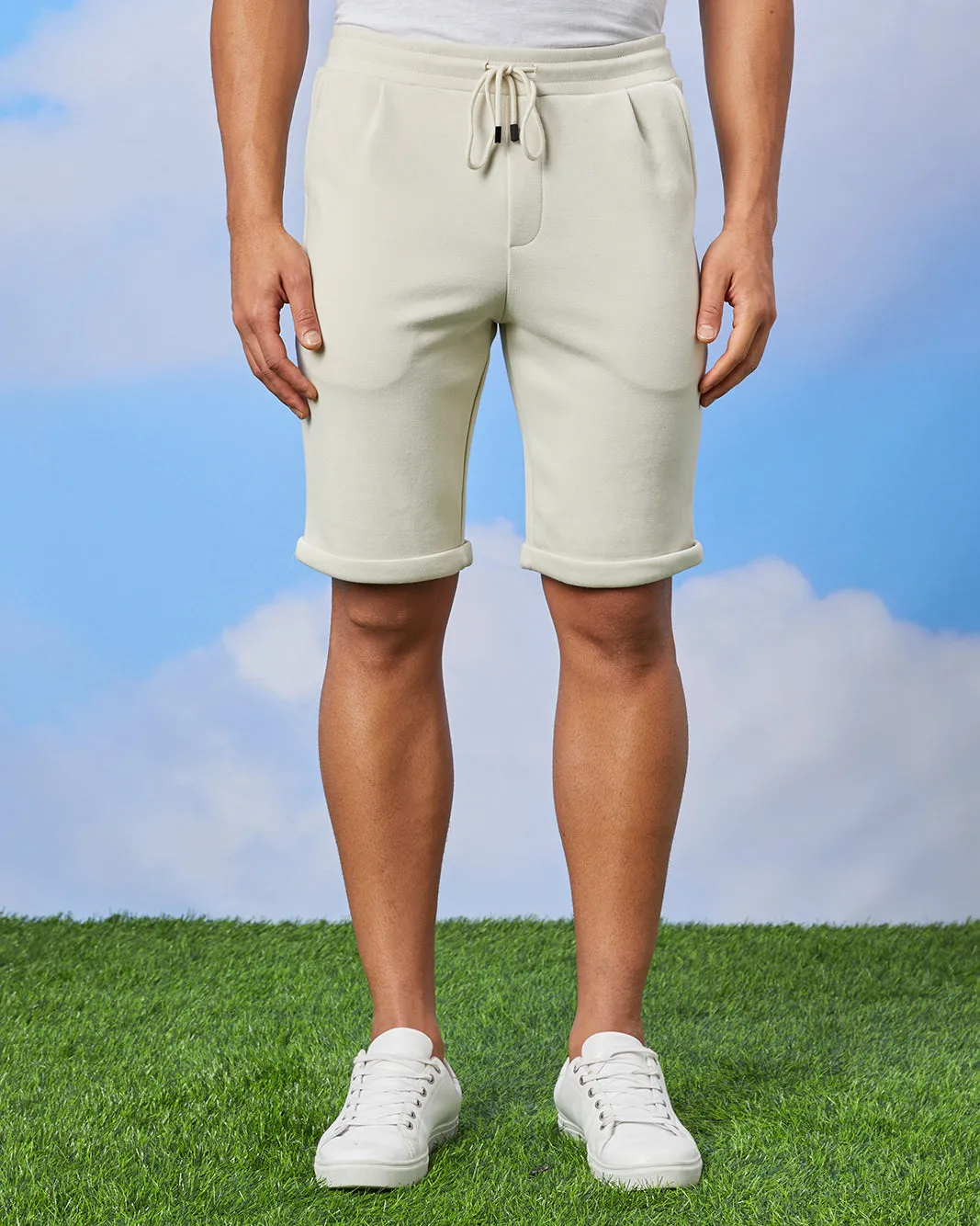 Men Beige Smart Shorts sold by Redtag