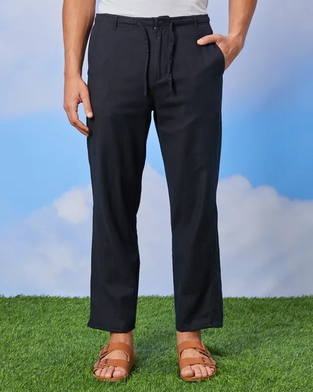 Men Navy Relax Fit Trousers sold by Redtag