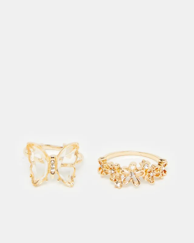 Women Gold Embellished Ring Set (Pack of 2) sold by Redtag