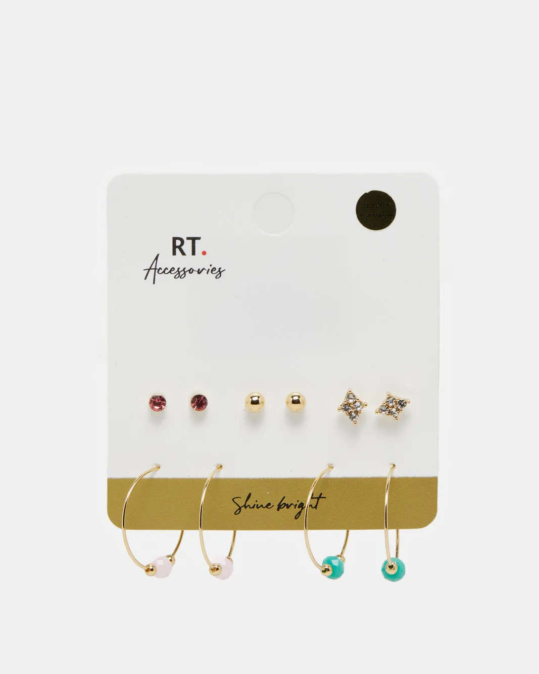 Women Gold Embellished Earrings (5 Pairs) sold by Redtag