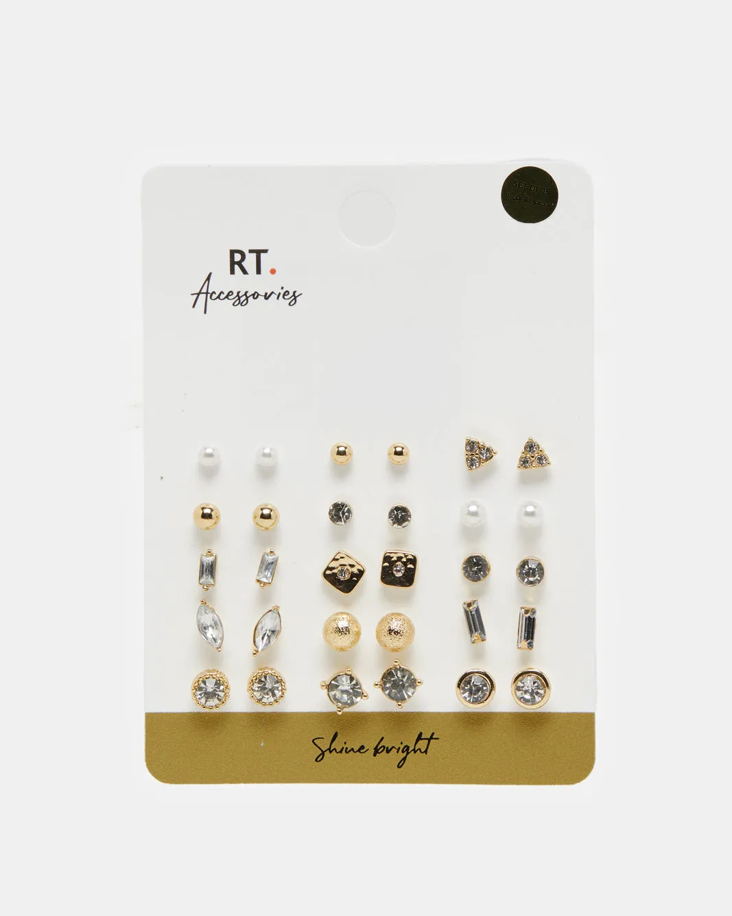 Women Gold Embellished Earring Set (15 Pairs) sold by Redtag