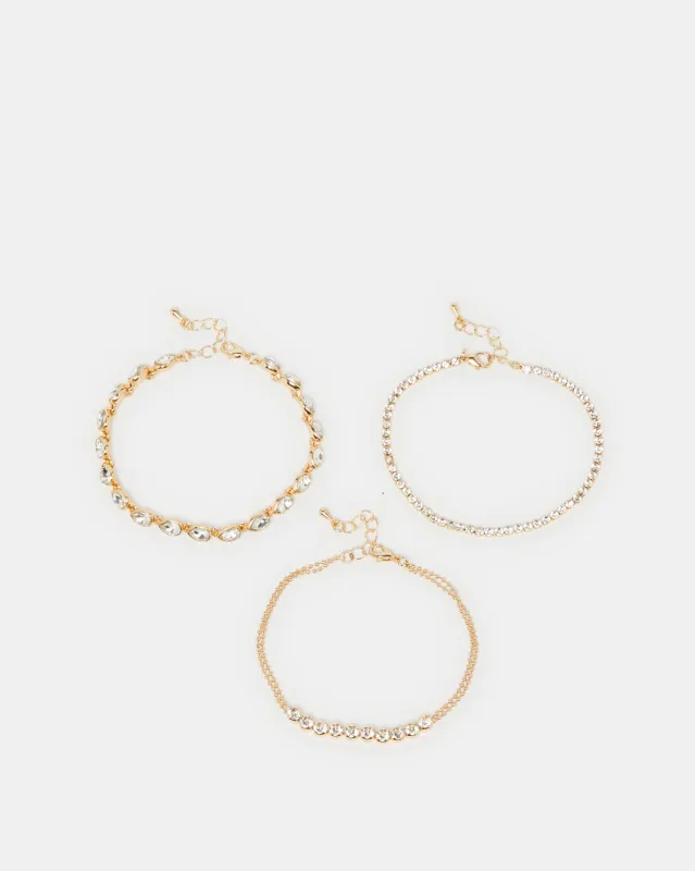 Women Gold Embellished Bracelets Set Of (3 Piece) sold by Redtag